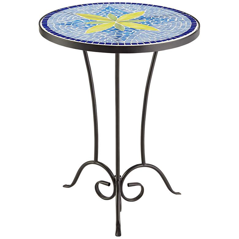 Image 6 Blue Flower Mosaic Outdoor Accent Table more views