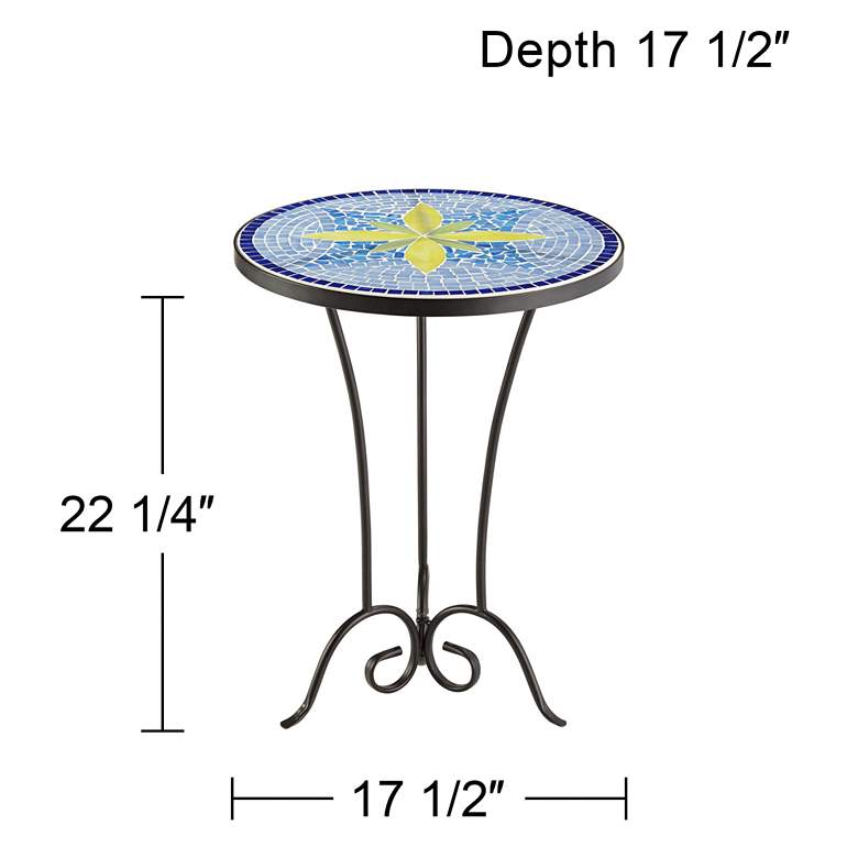 Image 7 Blue Flower Mosaic Outdoor Accent Table more views