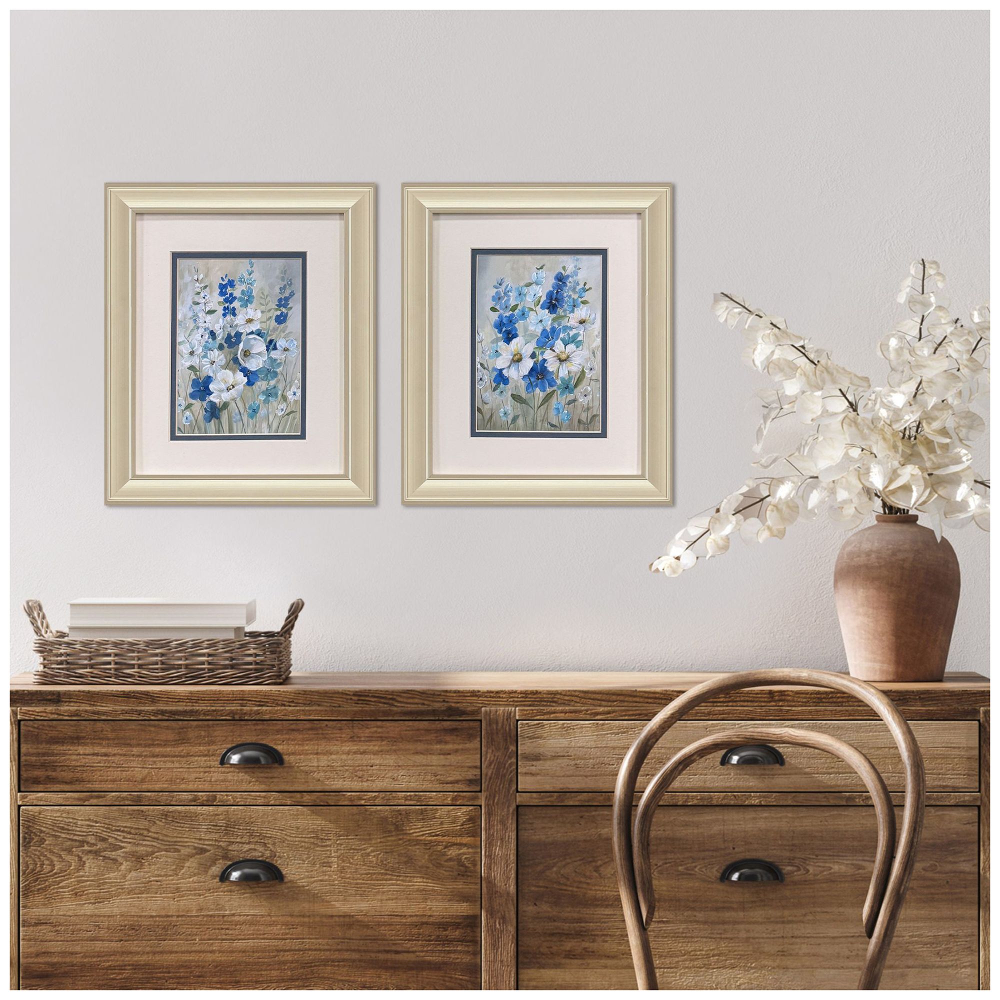 Image 4 Blue Garden 10"W x 12"H Traditional Framed Art Set of 2 more views