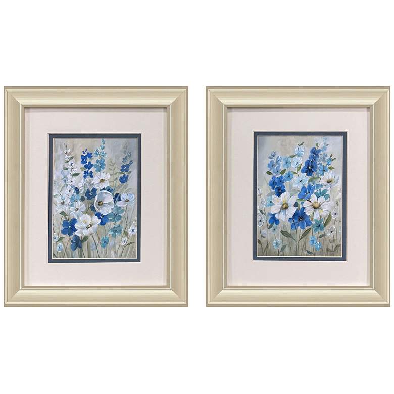 Image 1 Blue Garden 10"W x 12"H Traditional Framed Art Set of 2