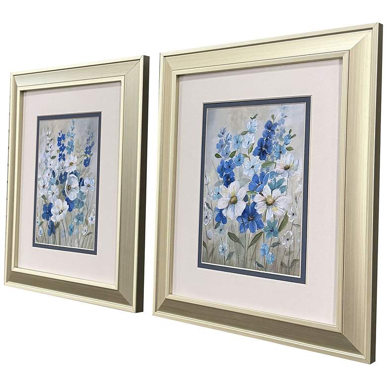 Image 2 Blue Garden 10"W x 12"H Traditional Framed Art Set of 2 more views
