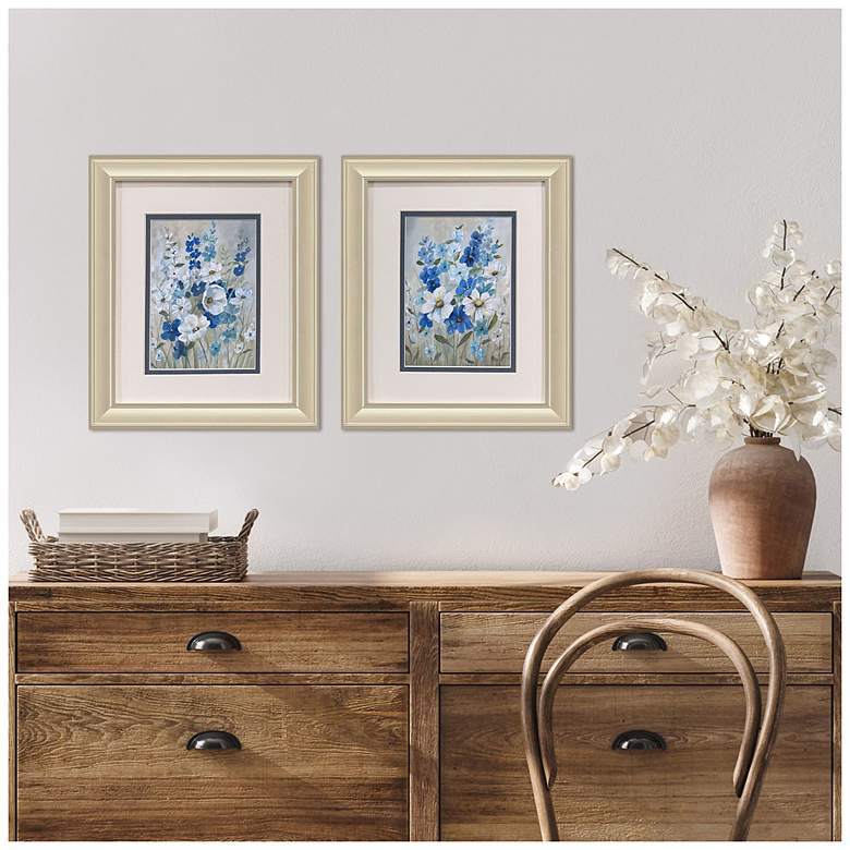 Image 4 Blue Garden 10"W x 12"H Traditional Framed Art Set of 2 more views