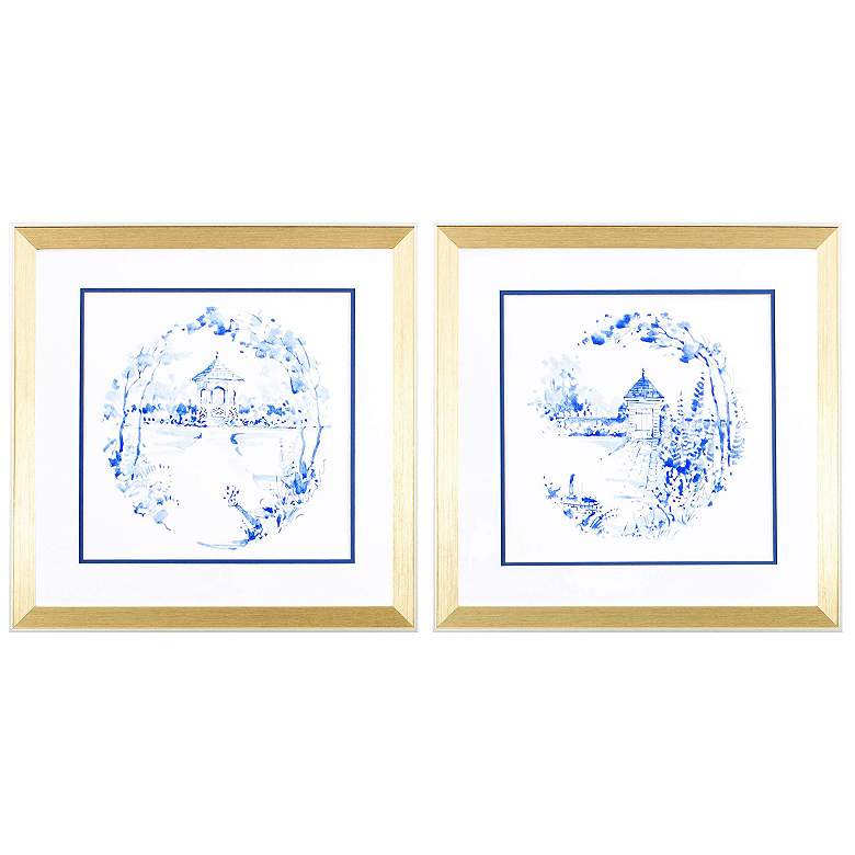 Image 1 Blue Garden Impress A 18"W x 18"H Framed Art Set of 2