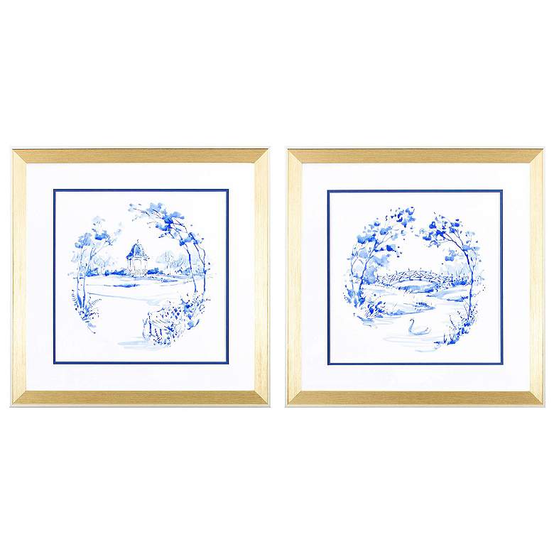 Image 1 Blue Garden Impress B 18"W x 18"H Framed Art Set of 2