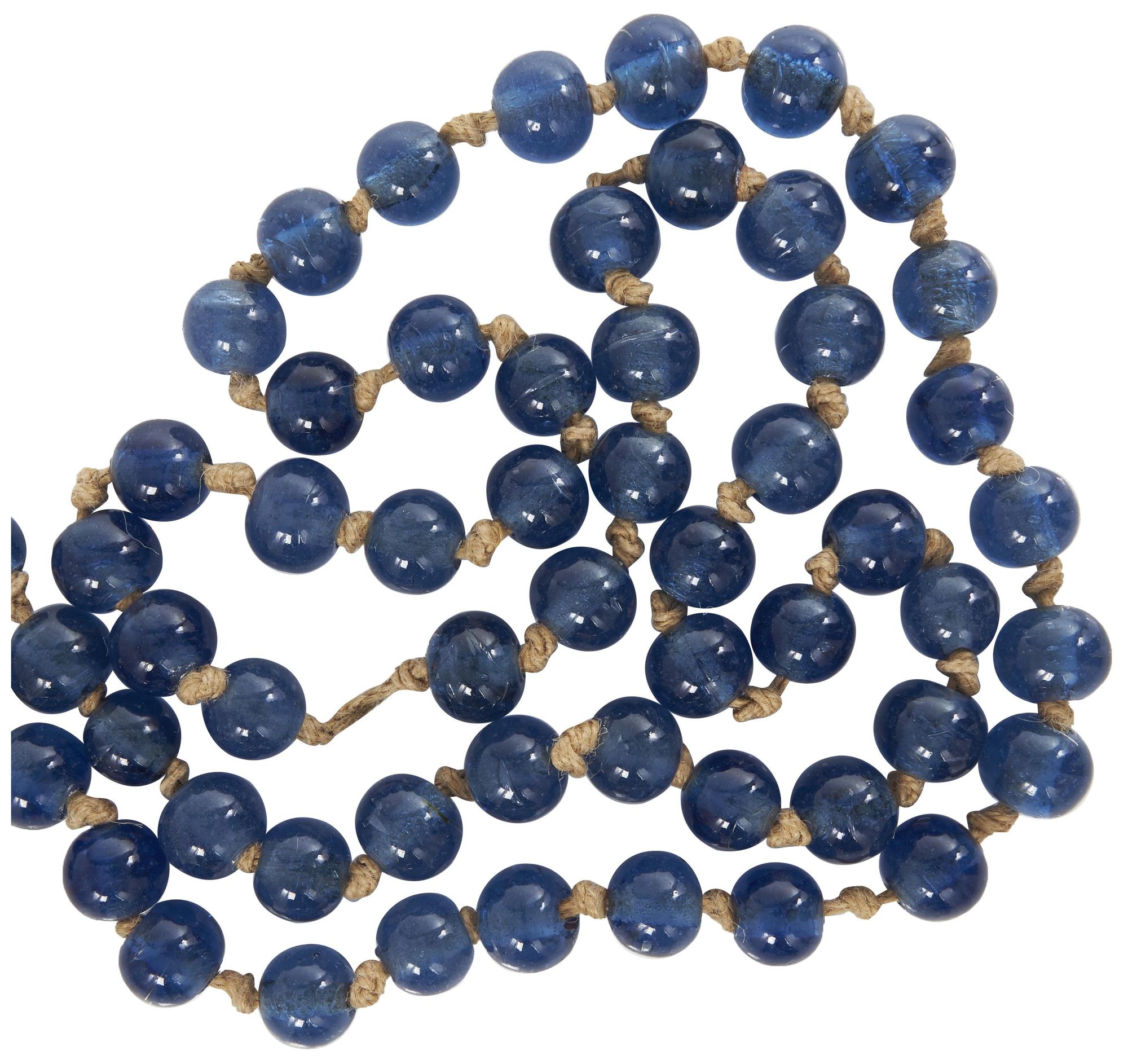 Image 3 Blue Glass Bohemian Garland with Tassel, 87" x 1" x 1" more views
