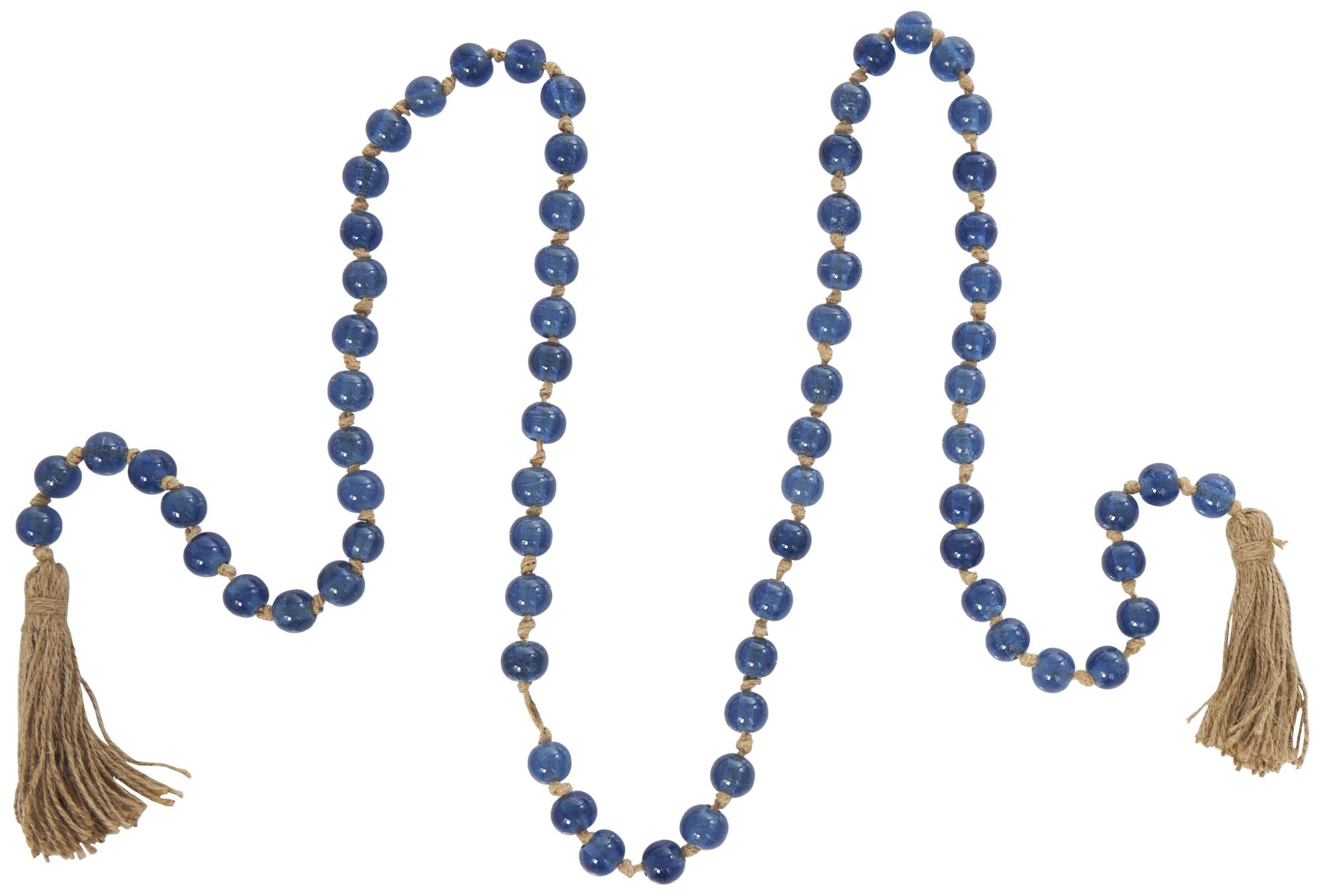 Image 5 Blue Glass Bohemian Garland with Tassel, 87" x 1" x 1" more views