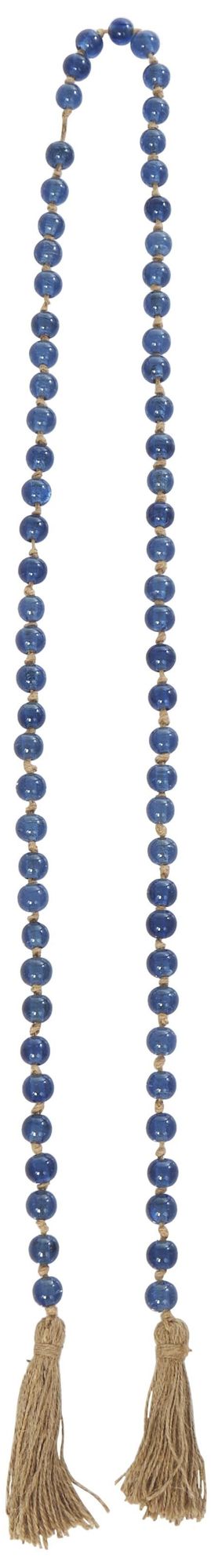 Image 6 Blue Glass Bohemian Garland with Tassel, 87" x 1" x 1" more views