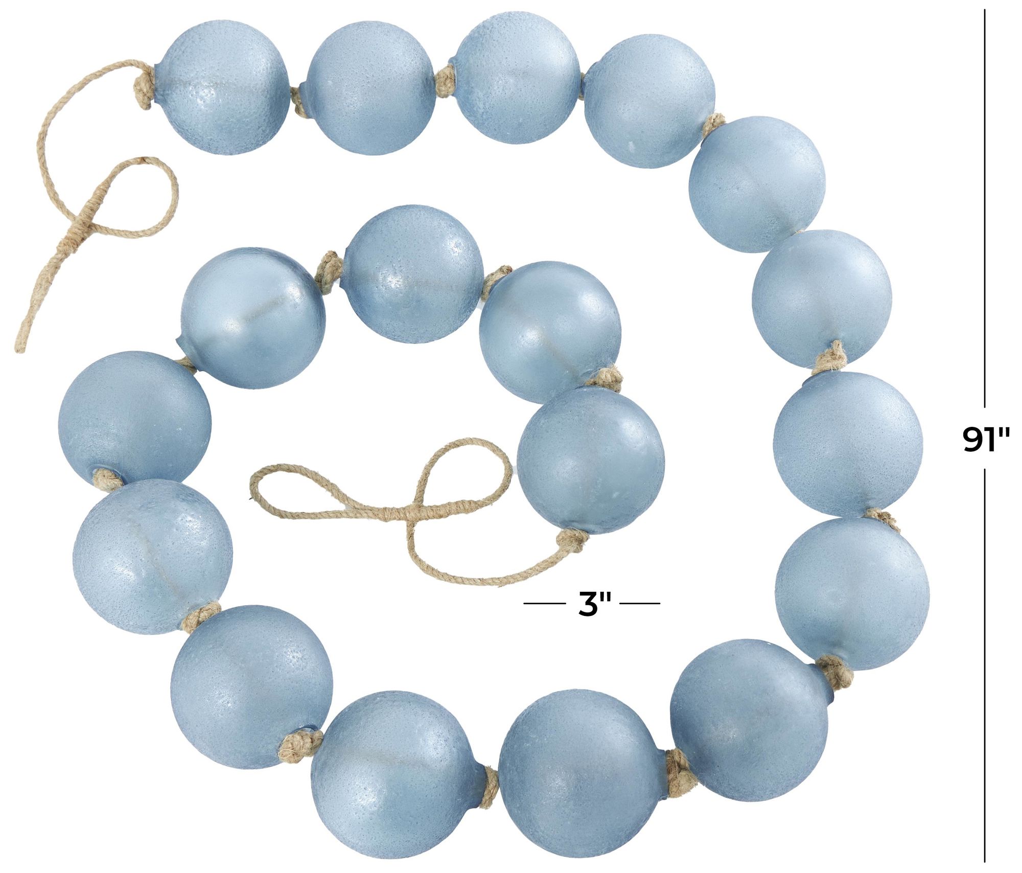 Image 6 Blue Glass Coastal Garland with Tassel, 91" x 3" x 3" more views