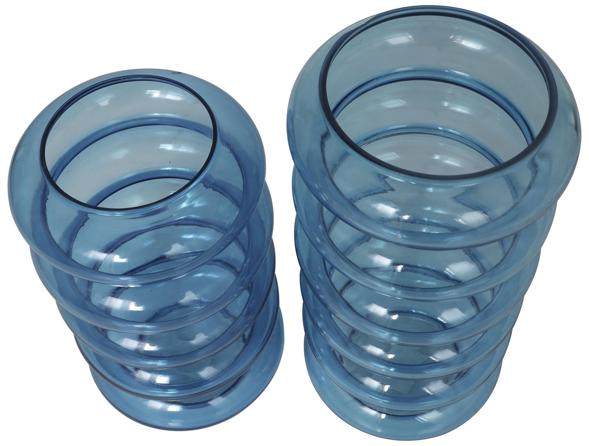 Image 3 Blue Glass Coastal Vase, S/2 13", 11"H more views