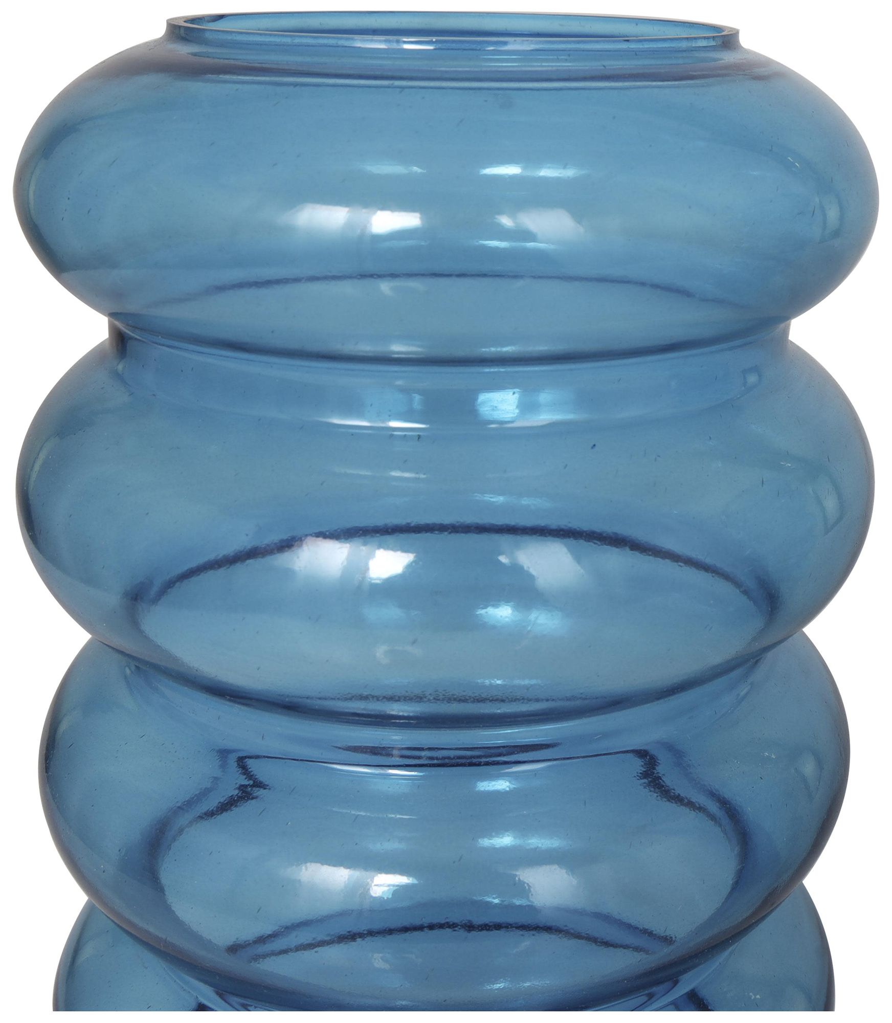 Image 4 Blue Glass Coastal Vase, S/2 13", 11"H more views