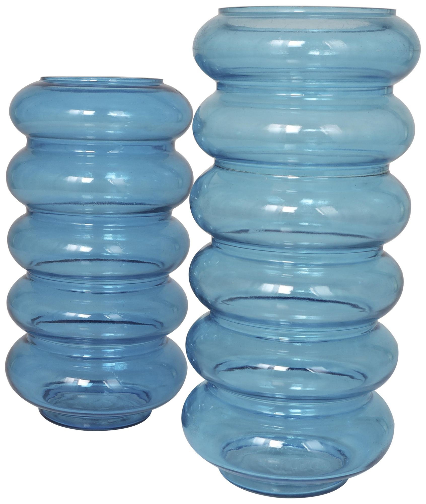 Image 6 Blue Glass Coastal Vase, S/2 13", 11"H more views