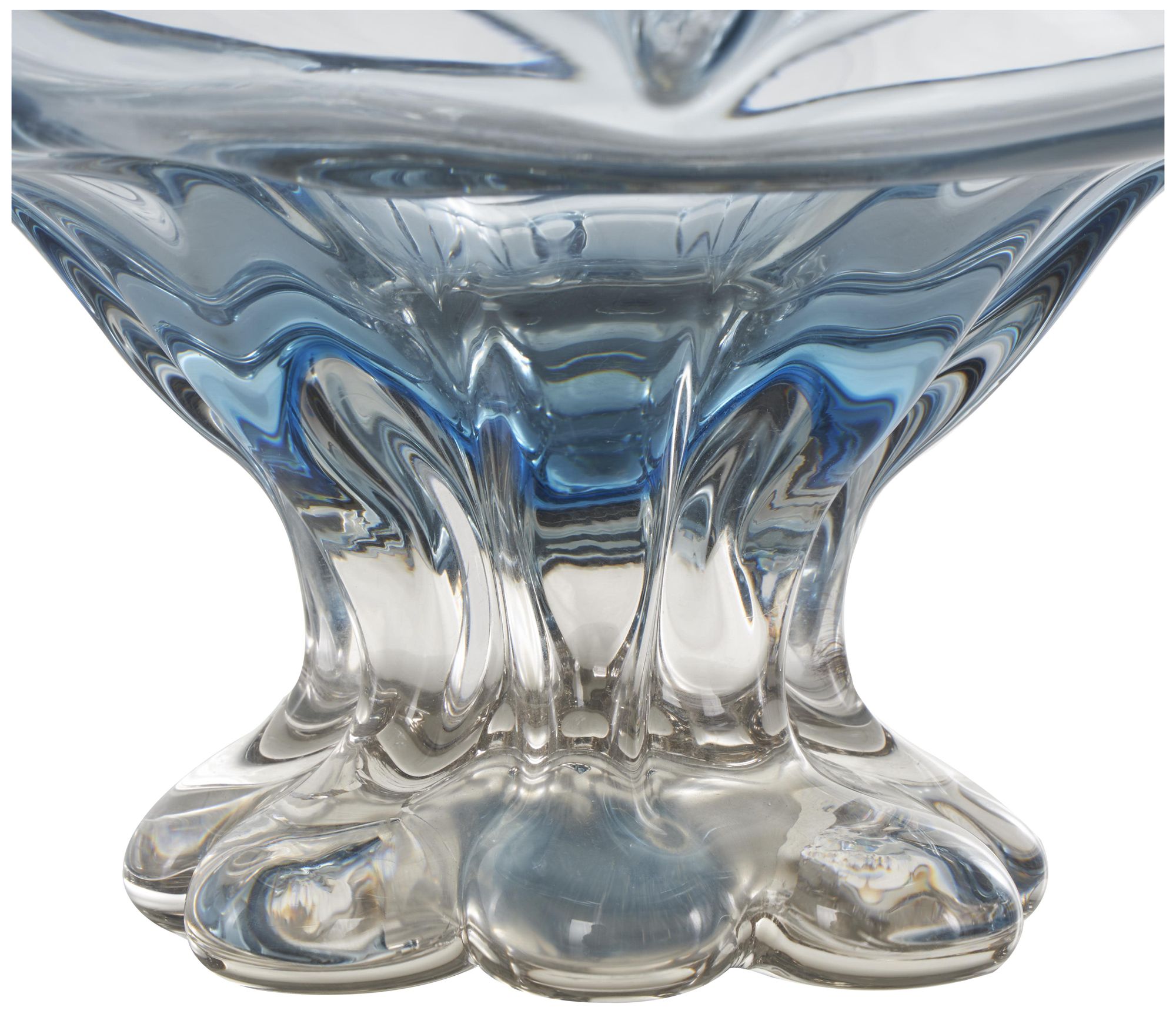 Image 3 Blue Glass Contemporary Decorative Bowl, 11" x 11" x 6" more views