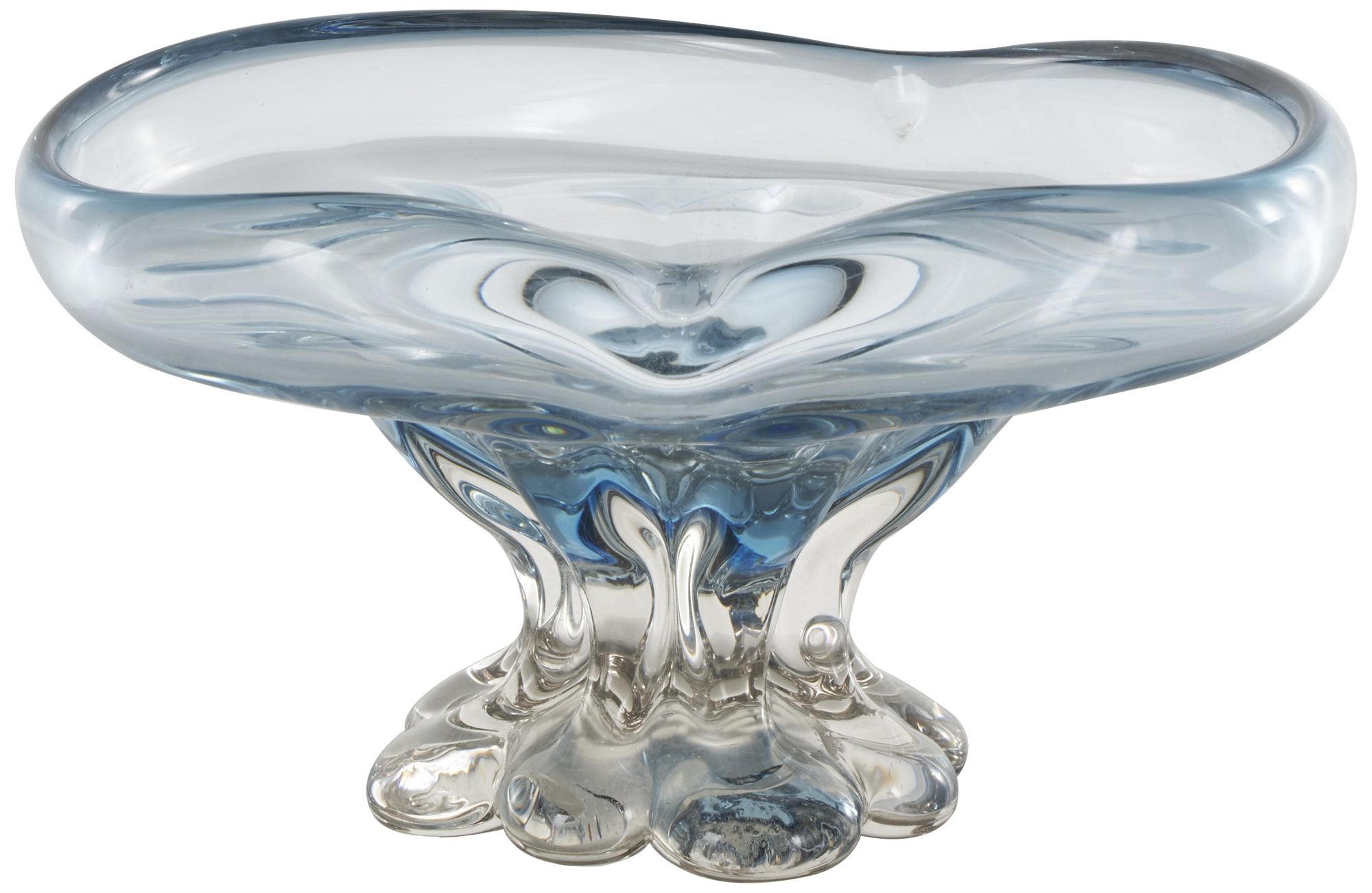 Image 5 Blue Glass Contemporary Decorative Bowl, 11" x 11" x 6" more views