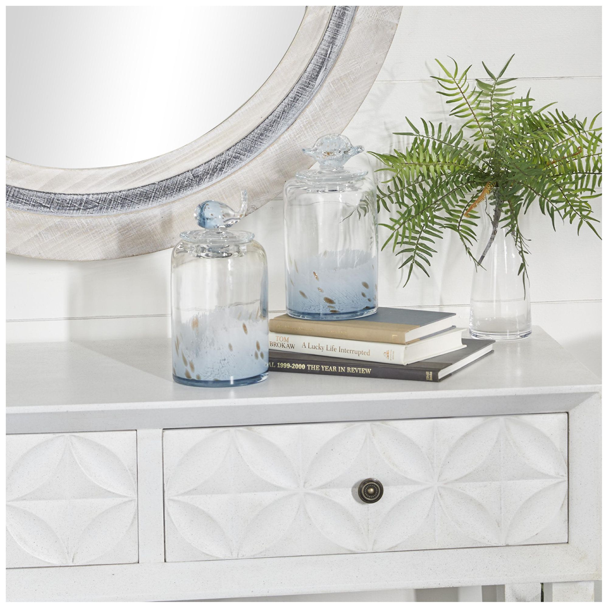 Image 4 Blue Glass Contemporary Decorative Jars, S/2 5"W, 9"H more views