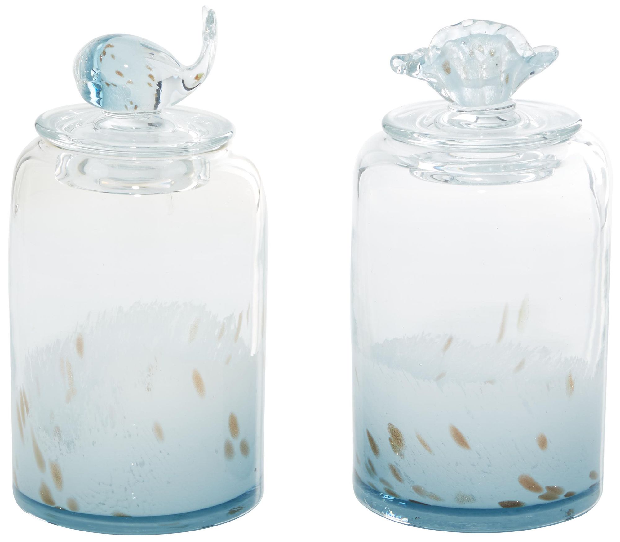 Image 5 Blue Glass Contemporary Decorative Jars, S/2 5"W, 9"H more views