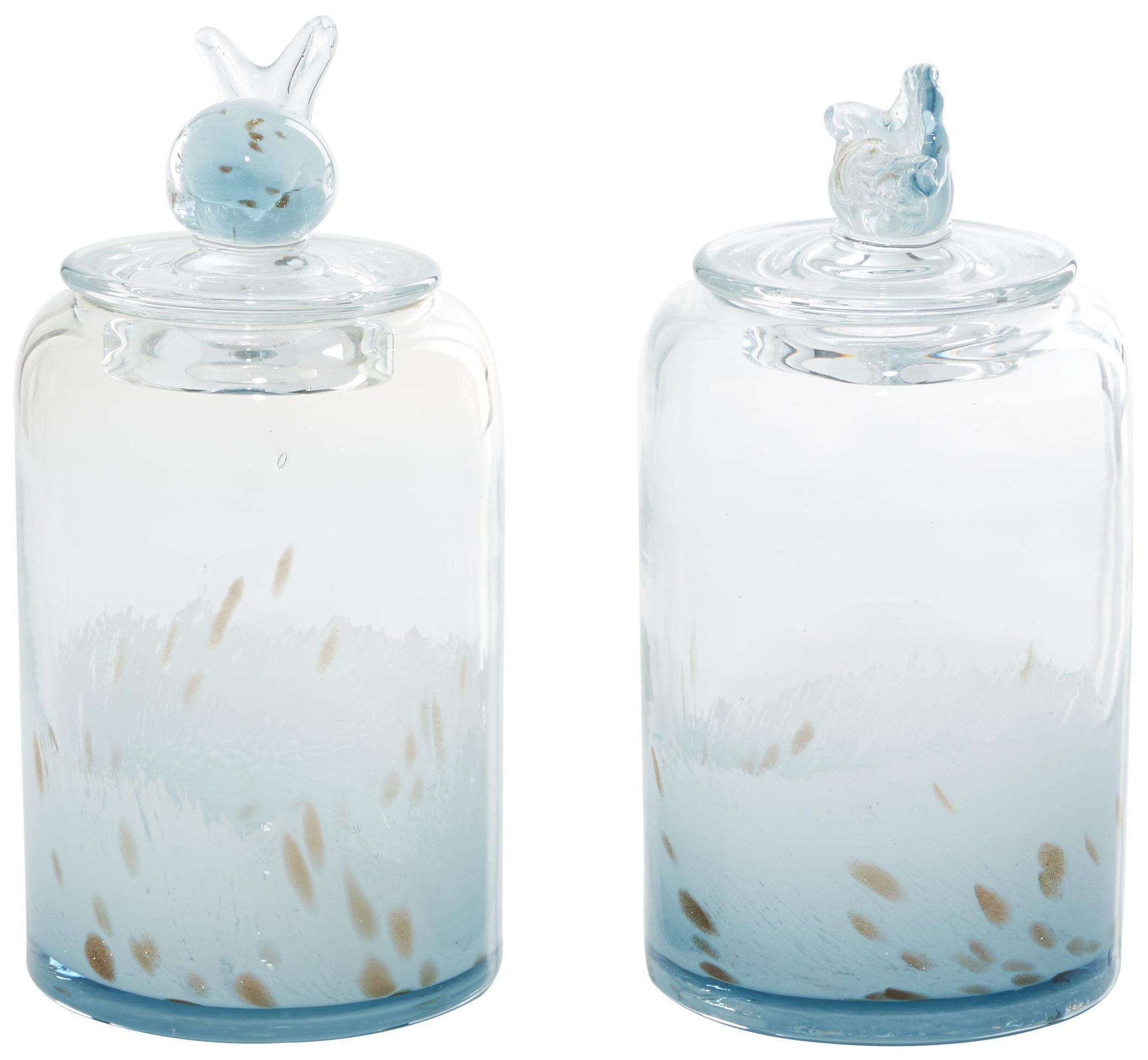 Image 6 Blue Glass Contemporary Decorative Jars, S/2 5"W, 9"H more views