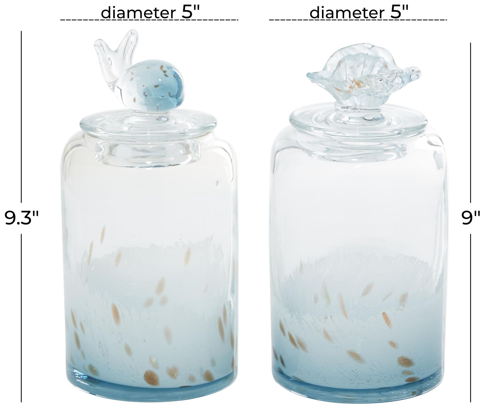 Image 7 Blue Glass Contemporary Decorative Jars, S/2 5"W, 9"H more views