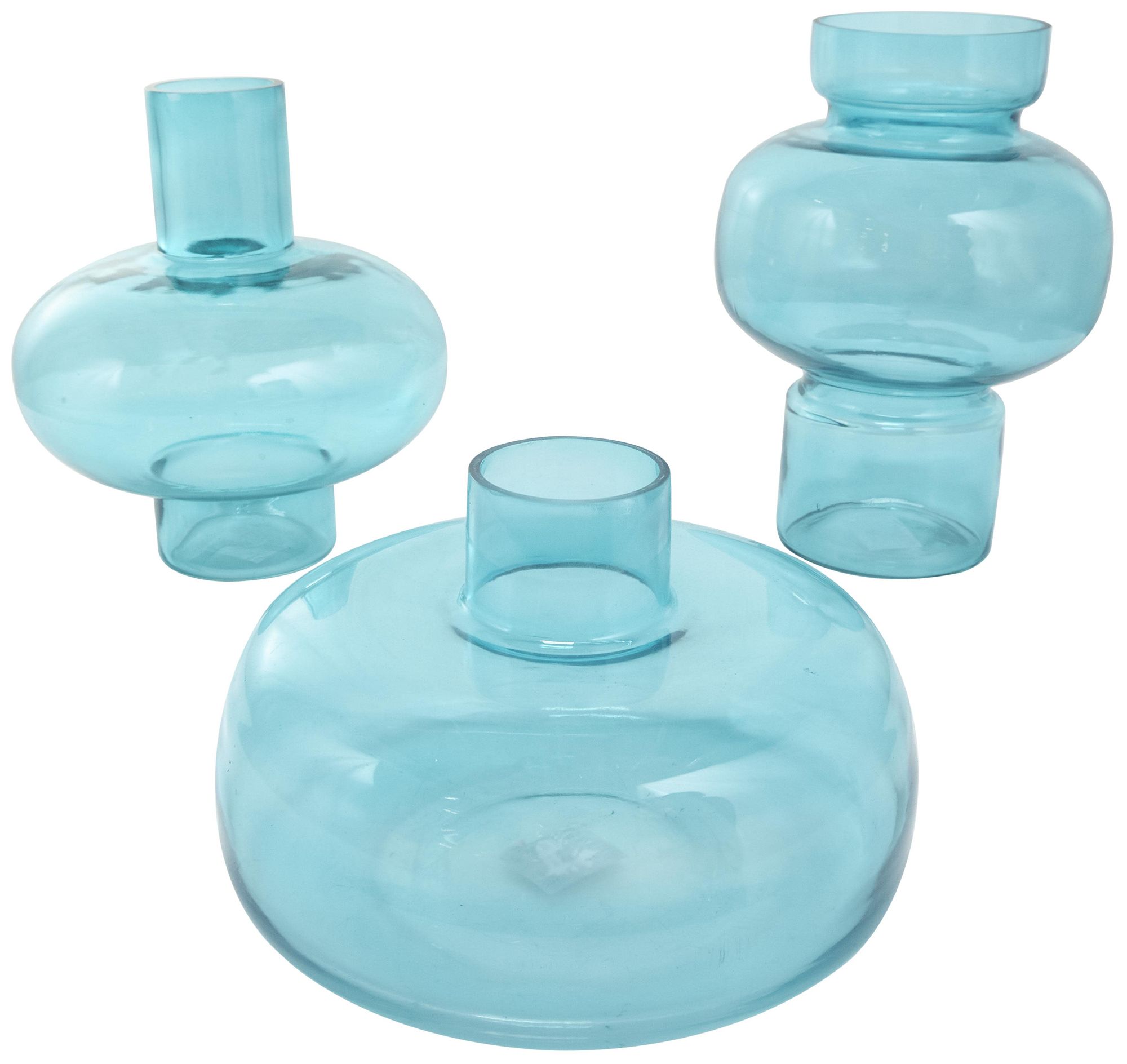 Image 2 Blue Glass Eclectic Vase, S/3 12", 10", 7"H