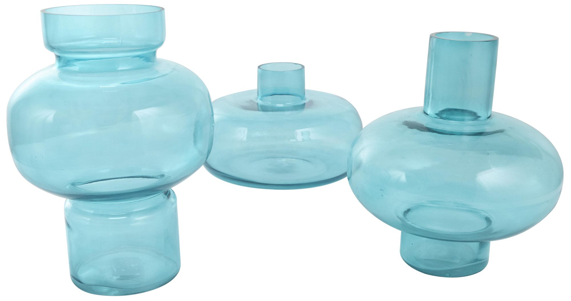 Image 5 Blue Glass Eclectic Vase, S/3 12", 10", 7"H more views