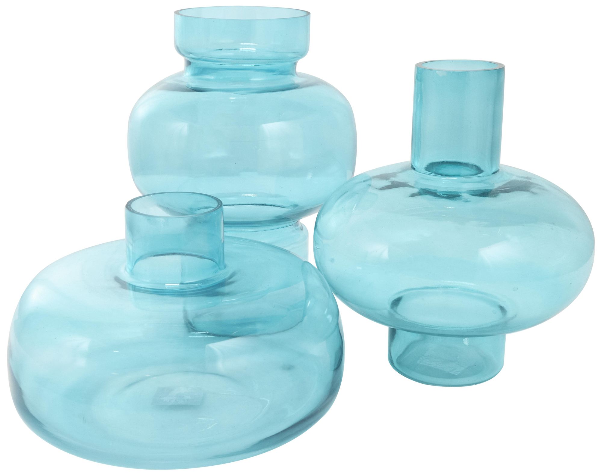 Image 6 Blue Glass Eclectic Vase, S/3 12", 10", 7"H more views