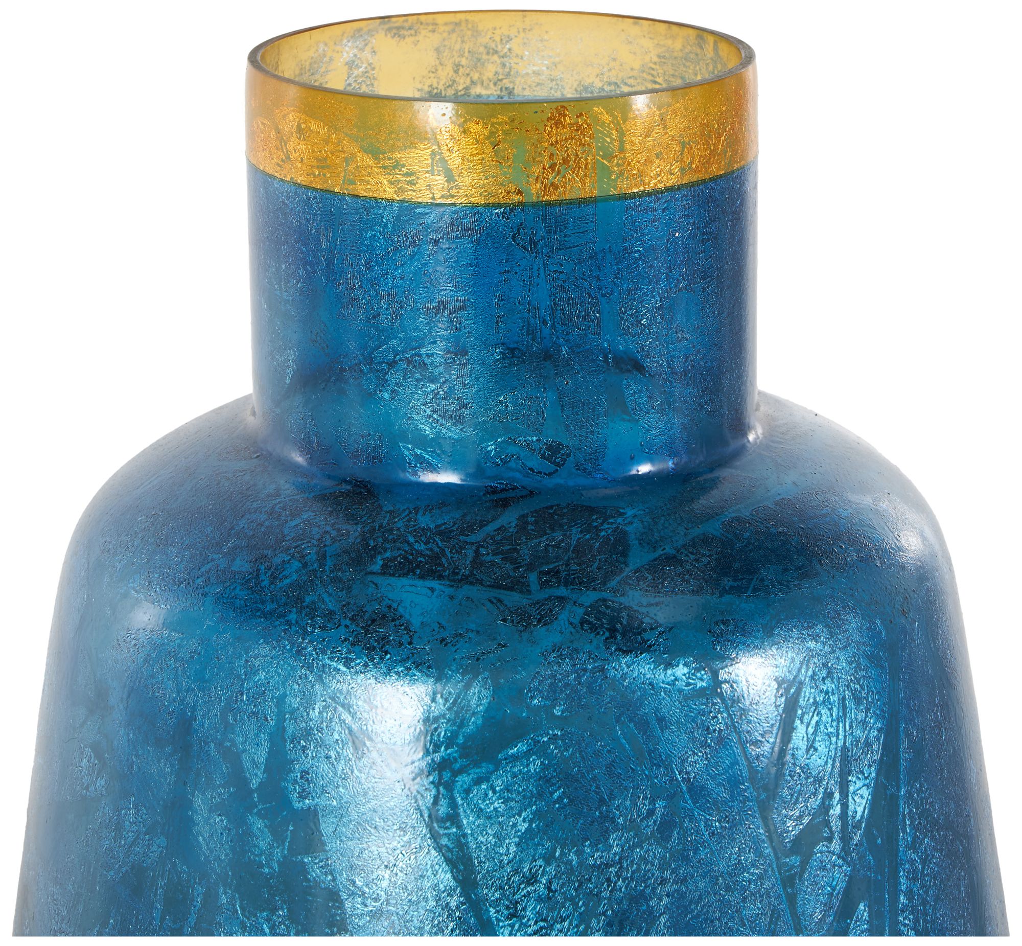 Image 4 Blue Glass Glam Vase, 10" x 10" x 14" more views