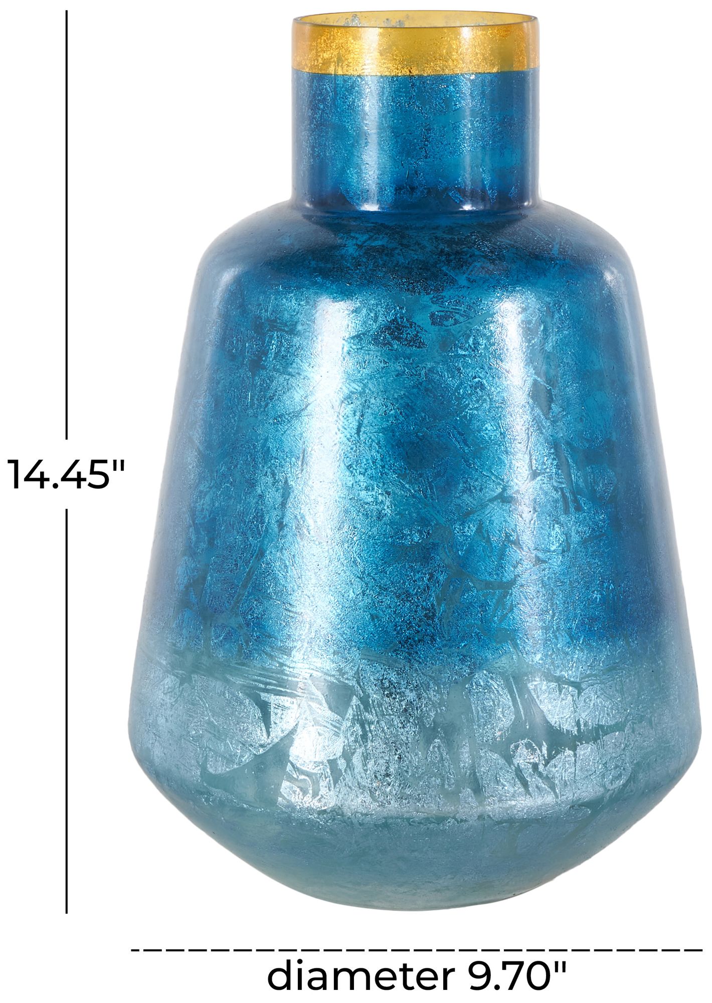 Image 7 Blue Glass Glam Vase, 10" x 10" x 14" more views