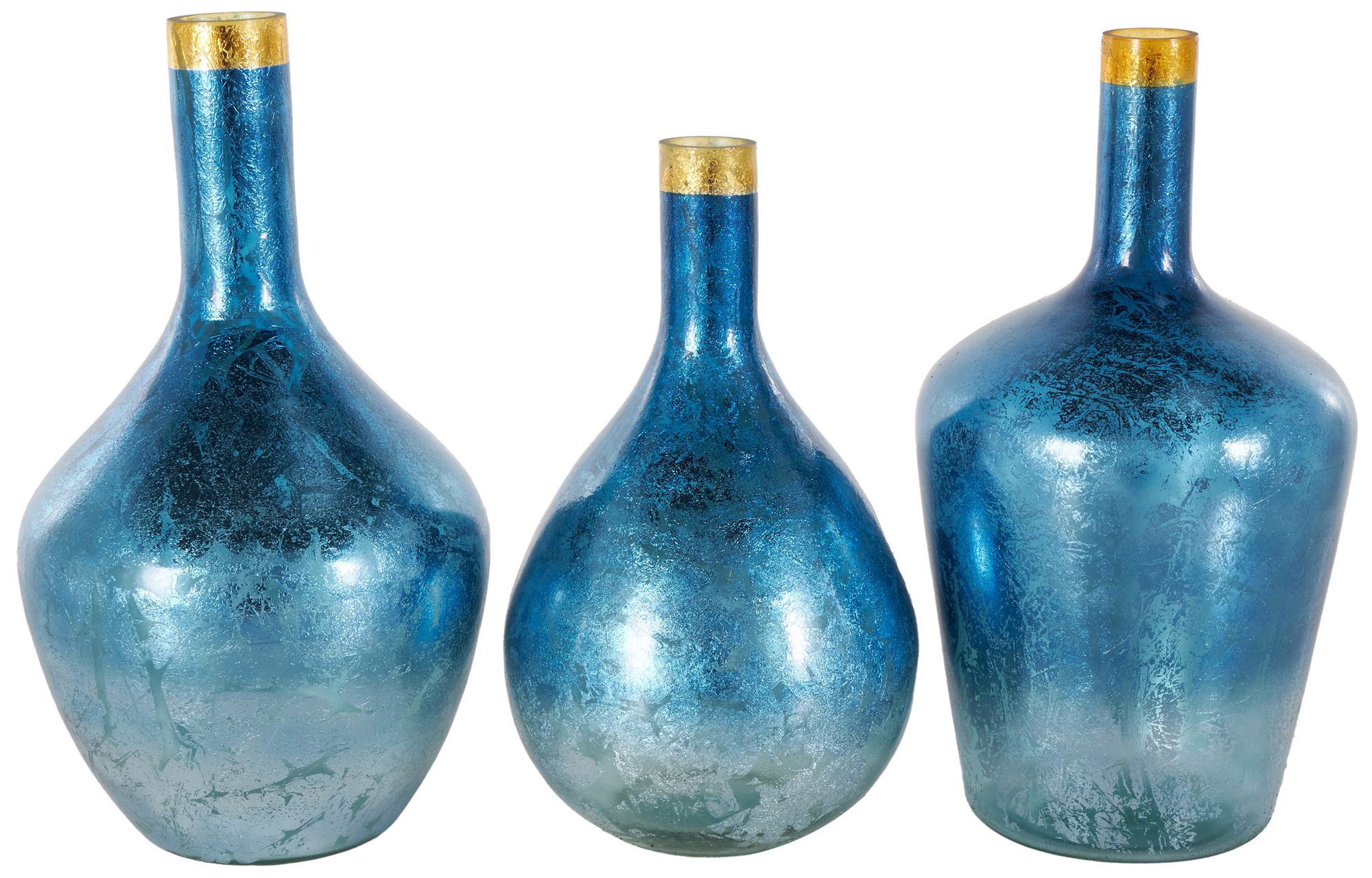 Image 2 Blue Glass Glam Vase, S/3 14", 13", 13"H