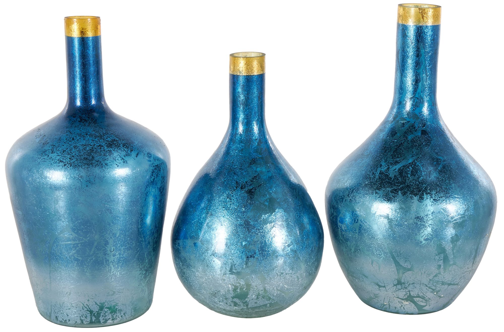 Image 5 Blue Glass Glam Vase, S/3 14", 13", 13"H more views