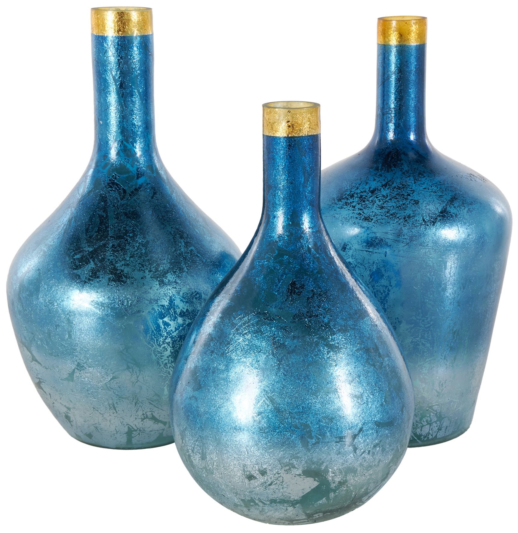 Image 6 Blue Glass Glam Vase, S/3 14", 13", 13"H more views