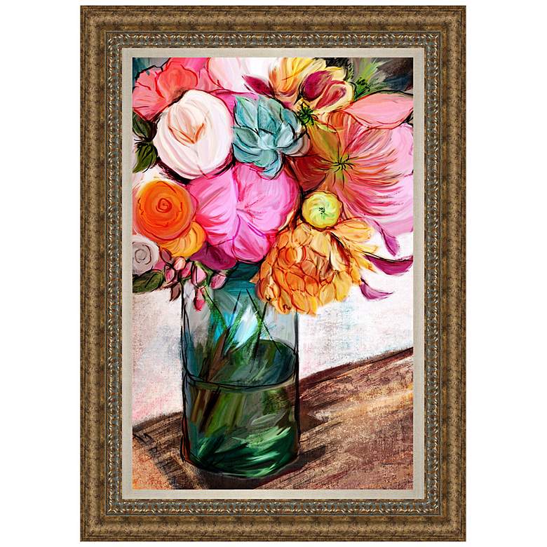 Image 1 Blue Glass Vase 42 3/4 inch High Floral Wall Art