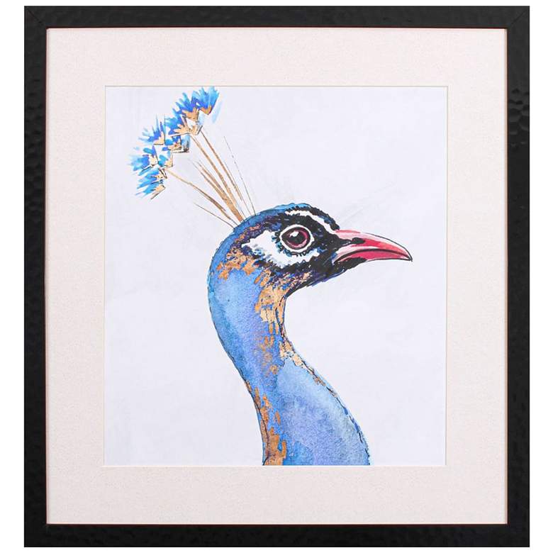 Image 1 Blue Golden Peacock 28 inch High Printed Framed Wall Art