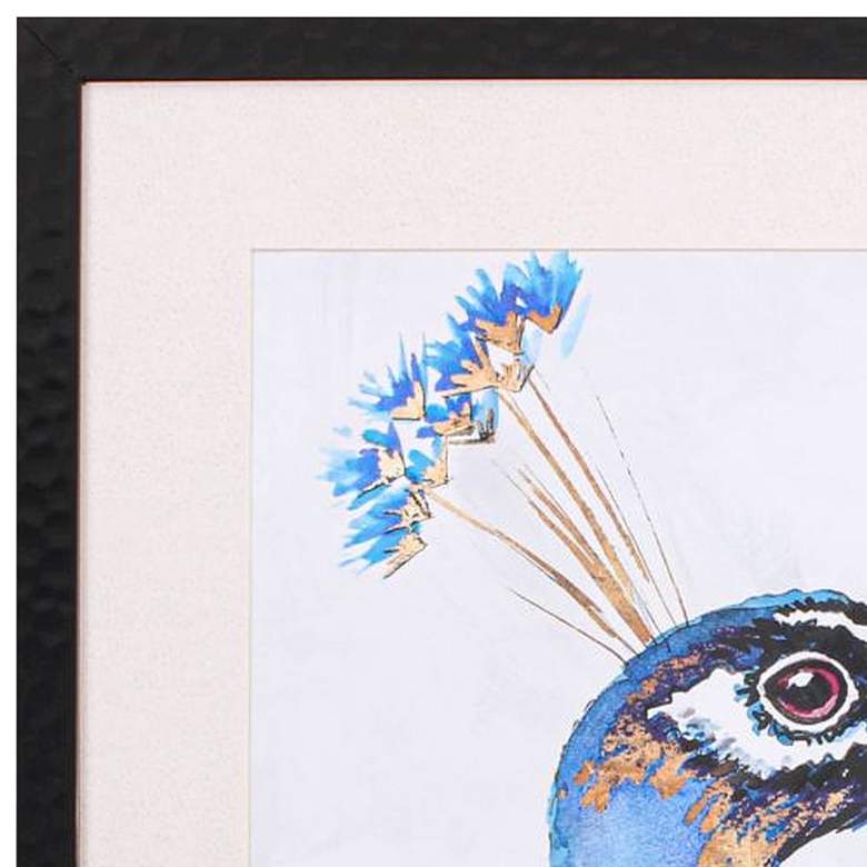 Image 2 Blue Golden Peacock 28 inch High Printed Framed Wall Art more views