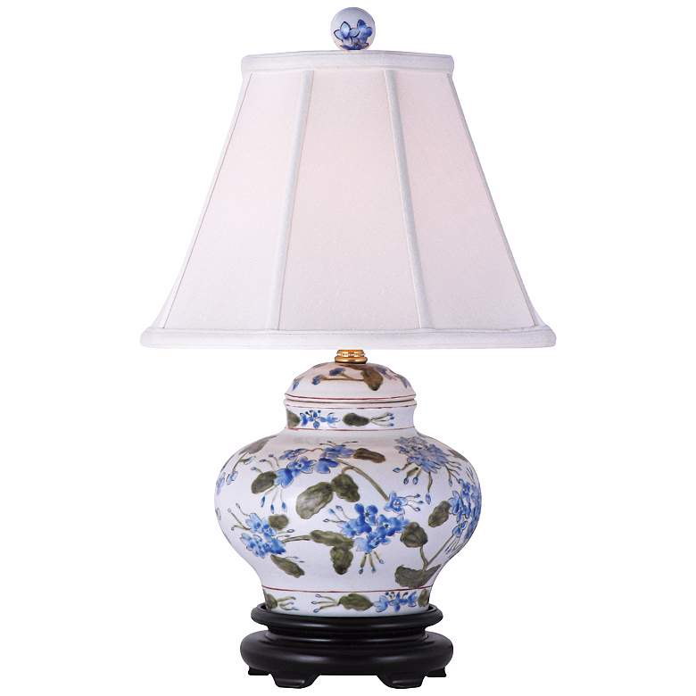 Image 2 Blue-Green Floral 15 1/2" High Hand-Painted Ceramic Table Lamp