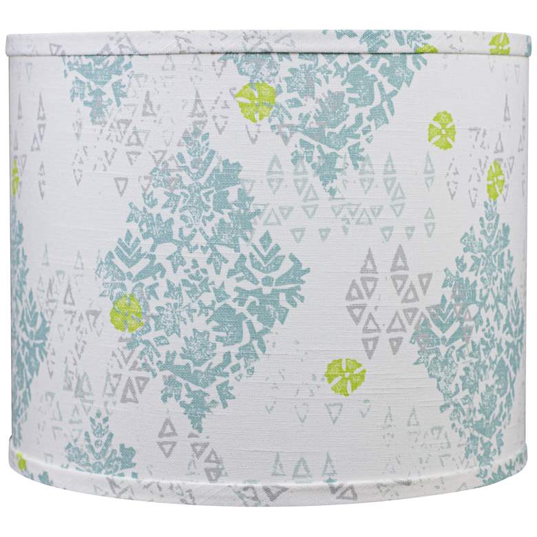 Image 1 Blue Green Spa Medallions Drum Shade 16x16x13 (Spider)