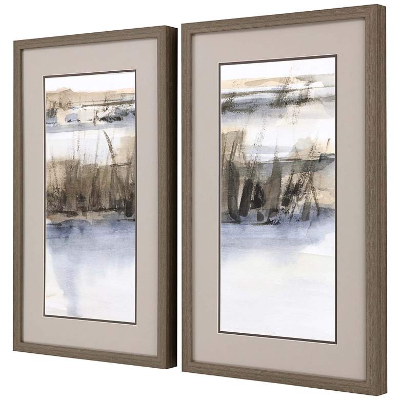 Image 5 Blue-Grey Marsh 32 inchH 2-Piece Rectangular Framed Wall Art Set more views