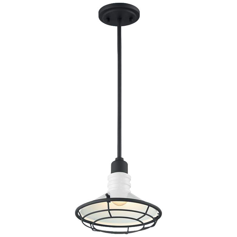 Image 1 Blue Harbor; 1 Light; Small Pendant; Gloss White Finish w/ Black Accents