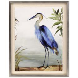 Blue Heron 44&quot; High Hand-Finished Framed Wall Art