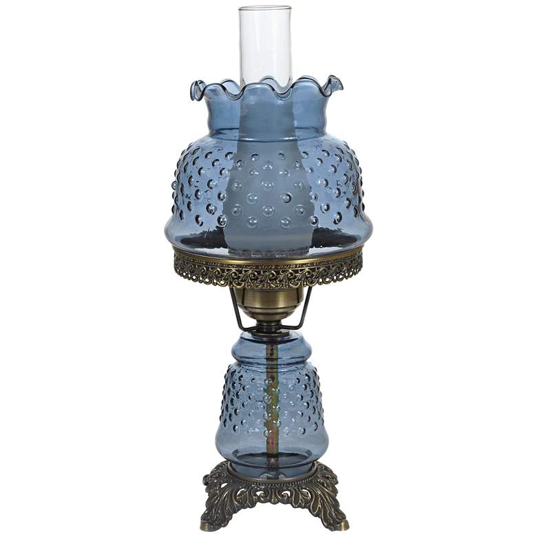 Image 1 Blue Hobnail Glass 18 1/2 inch High Hurricane Accent Table Lamp