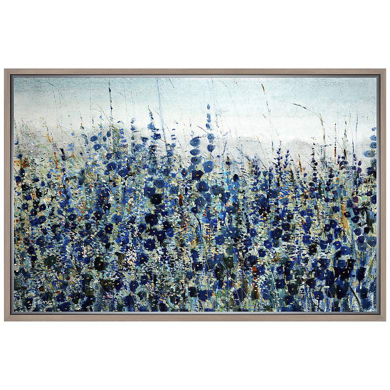 Image 1 Blue Hollyhock 21 3/4 inch Wide Framed Canvas Wall Art