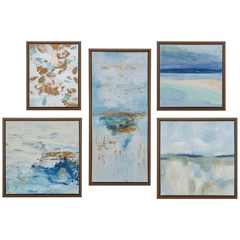 Image 2 Blue Horizon Gallery 5-Piece Framed Canvas Wall Art Set
