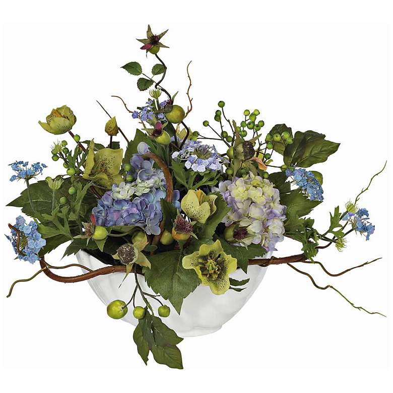 Image 1 Blue Hydrangea Faux Floral Arrangement Centerpiece