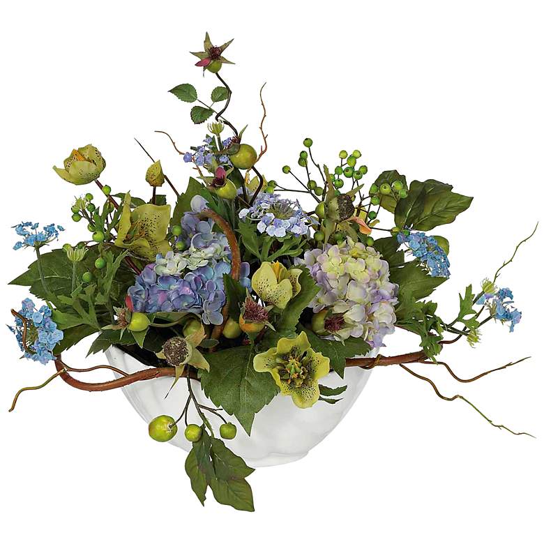 Image 1 Blue Hydrangea Faux Floral Arrangement Centerpiece