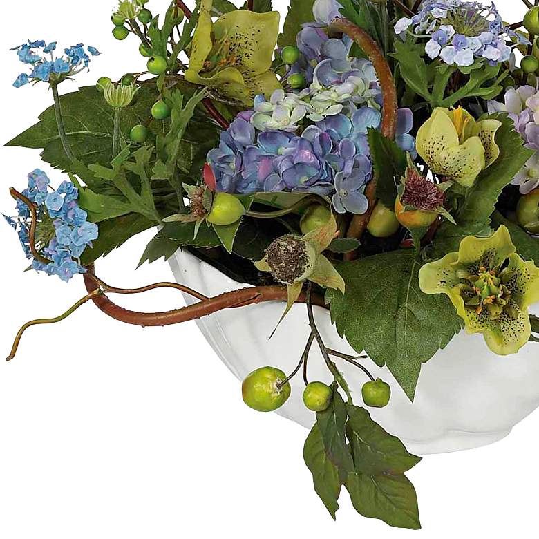 Image 3 Blue Hydrangea Faux Floral Arrangement Centerpiece more views