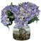 Blue Hydrangeas 15" Wide in Ribbed Glass Vase