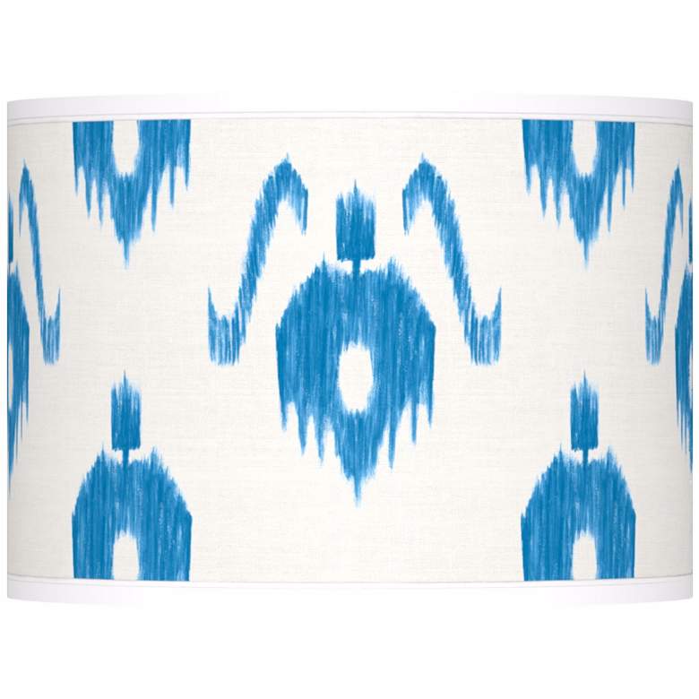 Image 1 Blue Ikat Pattern Giclee Lamp Shade 13.5x13.5x10 (Spider)