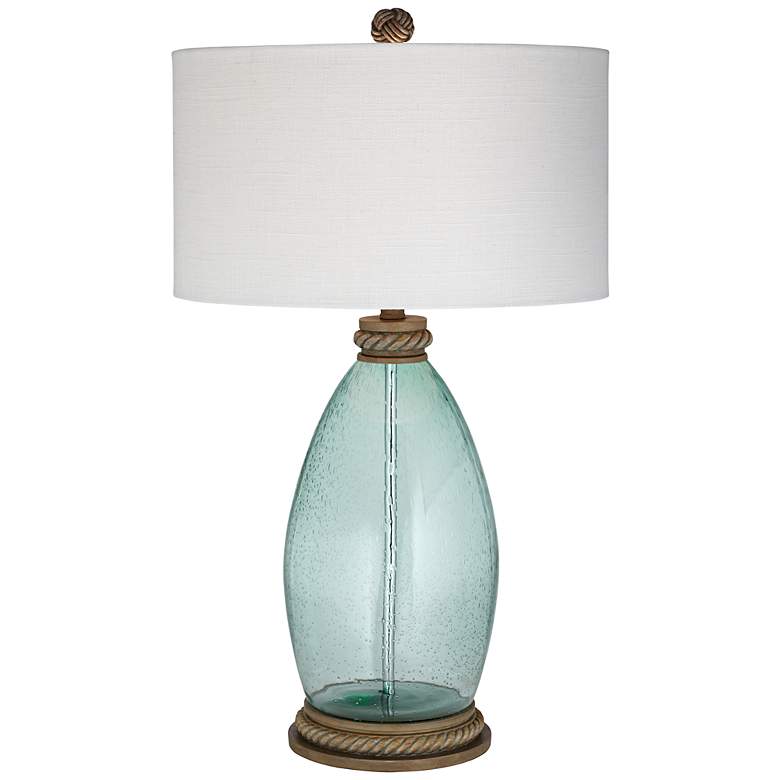 Image 1 Blue Lagoon  Seeded Glass Table Lamp