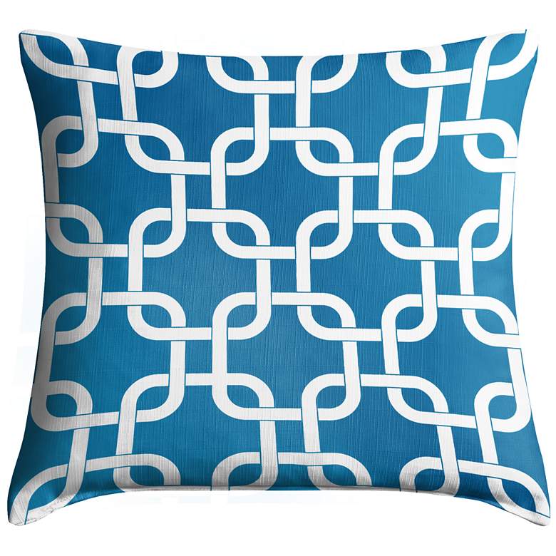 Image 1 Blue Lattice 18 inch Square Throw Pillow