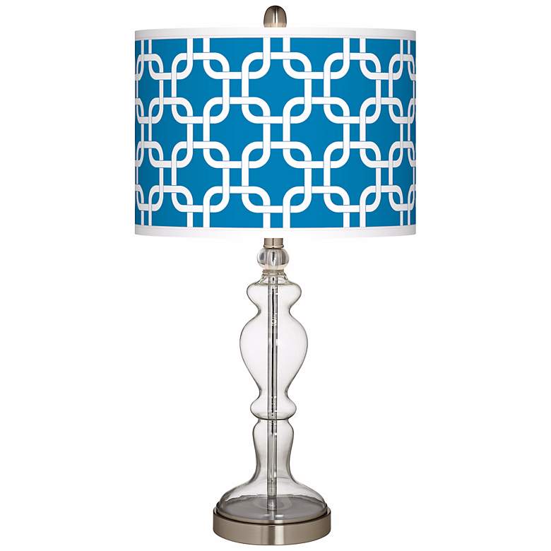Image 1 Blue Lattice Giclee Apothecary Clear Glass Table Lamp