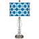 Blue Lattice Giclee Apothecary Clear Glass Table Lamp