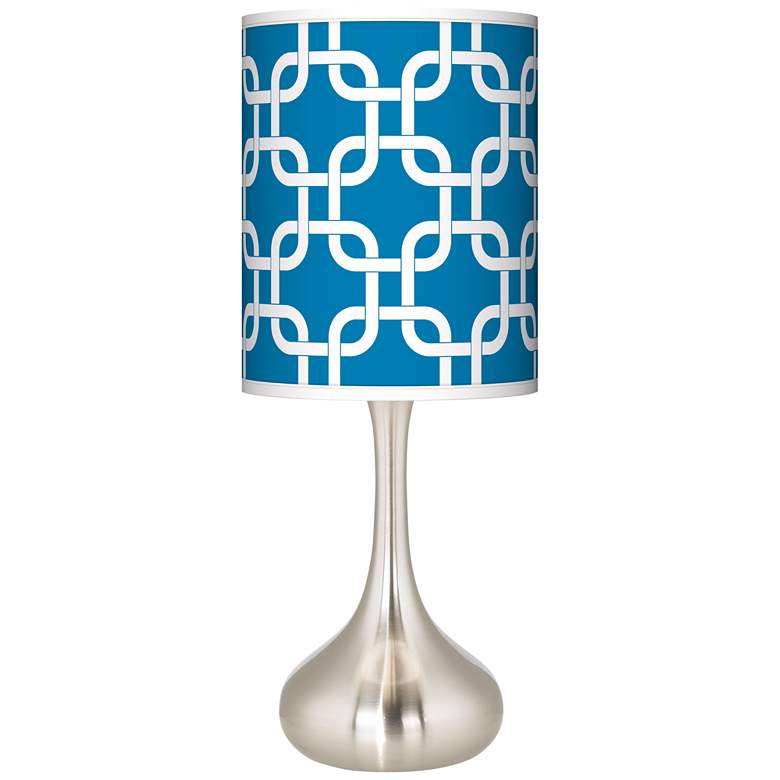 Image 1 Blue Lattice Giclee Droplet Table Lamp
